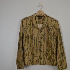 Vintage Amarje Sequin Leaf Silk Button Down Jacket Womens XL Evening Blazer